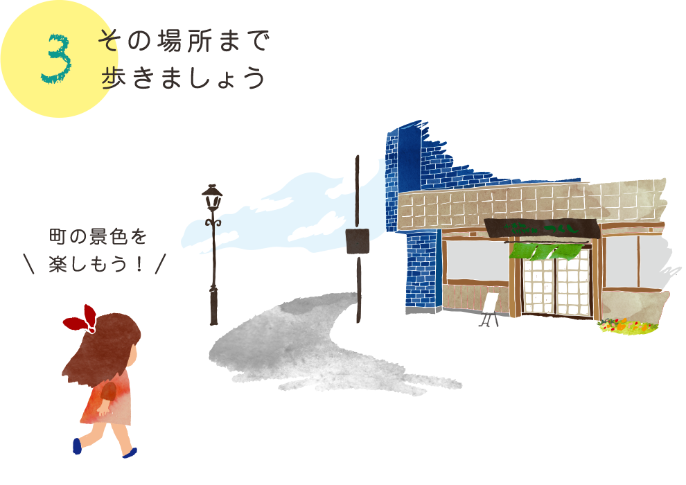 その場所まで歩きましょう